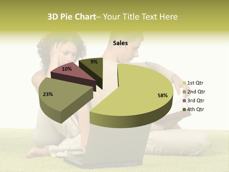A Man And A Woman Sitting On The Floor With A Laptop PowerPoint Template