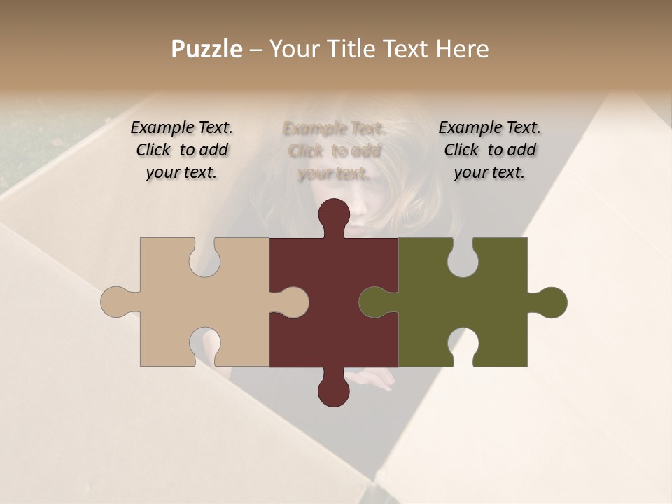 A Little Girl Sitting Inside Of A Cardboard Box PowerPoint Template