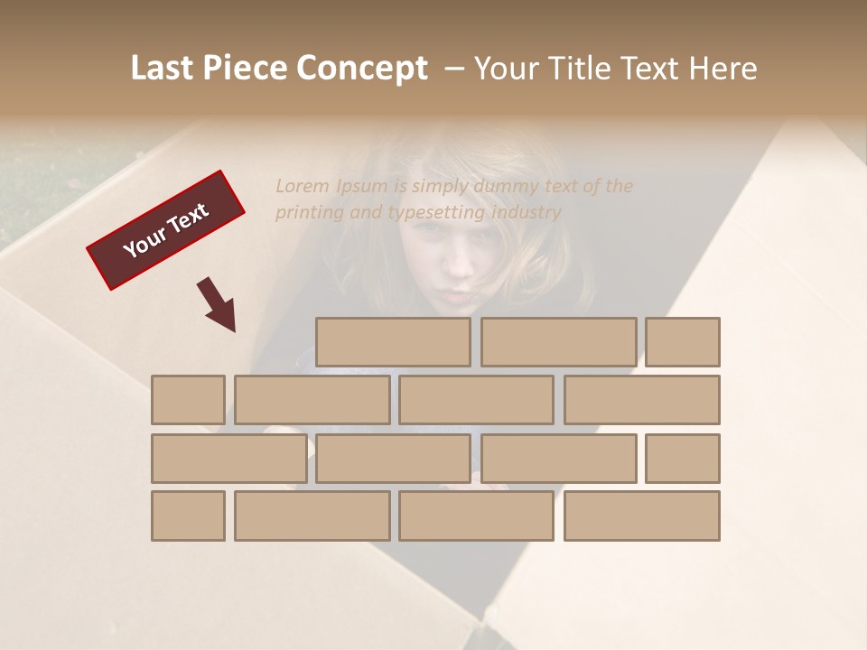 A Little Girl Sitting Inside Of A Cardboard Box PowerPoint Template