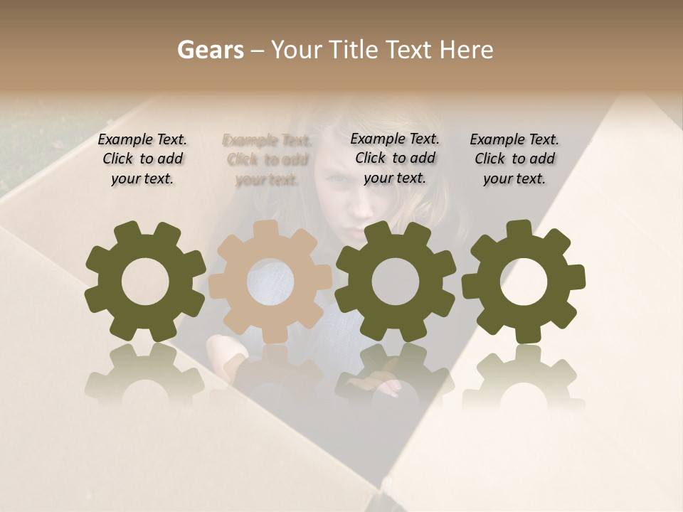 A Little Girl Sitting Inside Of A Cardboard Box PowerPoint Template