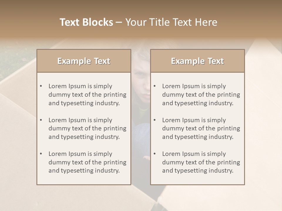 A Little Girl Sitting Inside Of A Cardboard Box PowerPoint Template