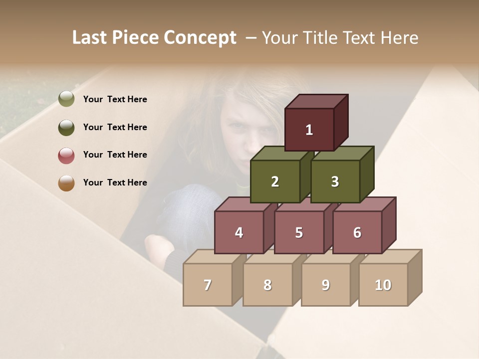 A Little Girl Sitting Inside Of A Cardboard Box PowerPoint Template