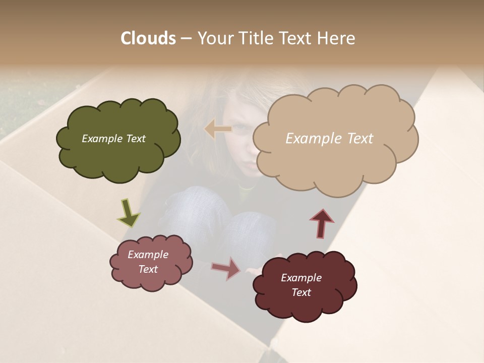 A Little Girl Sitting Inside Of A Cardboard Box PowerPoint Template