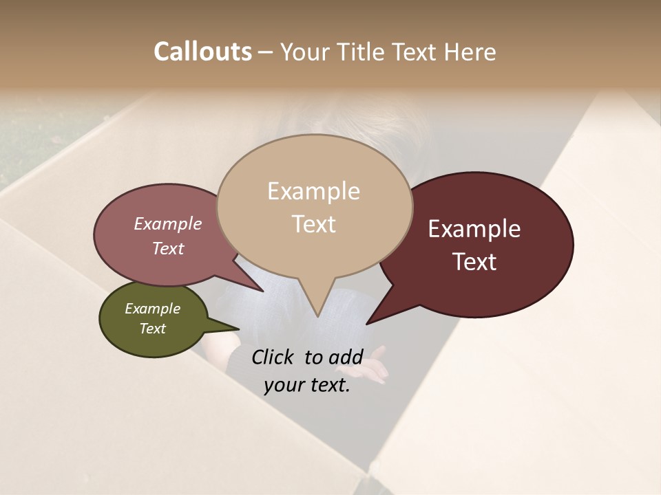 A Little Girl Sitting Inside Of A Cardboard Box PowerPoint Template