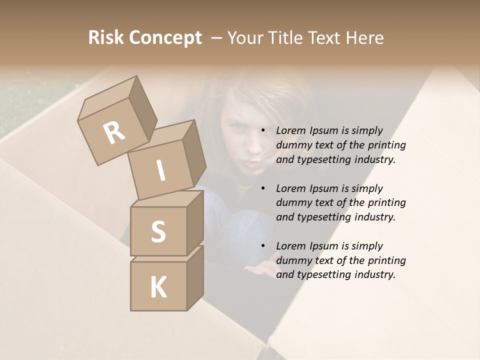 A Little Girl Sitting Inside Of A Cardboard Box PowerPoint Template