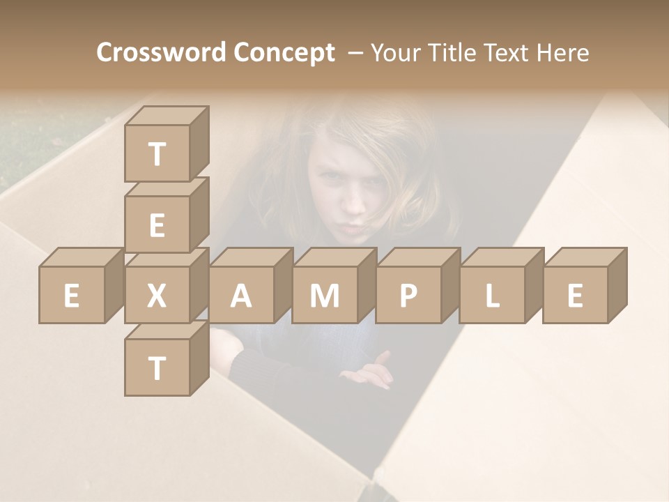 A Little Girl Sitting Inside Of A Cardboard Box PowerPoint Template