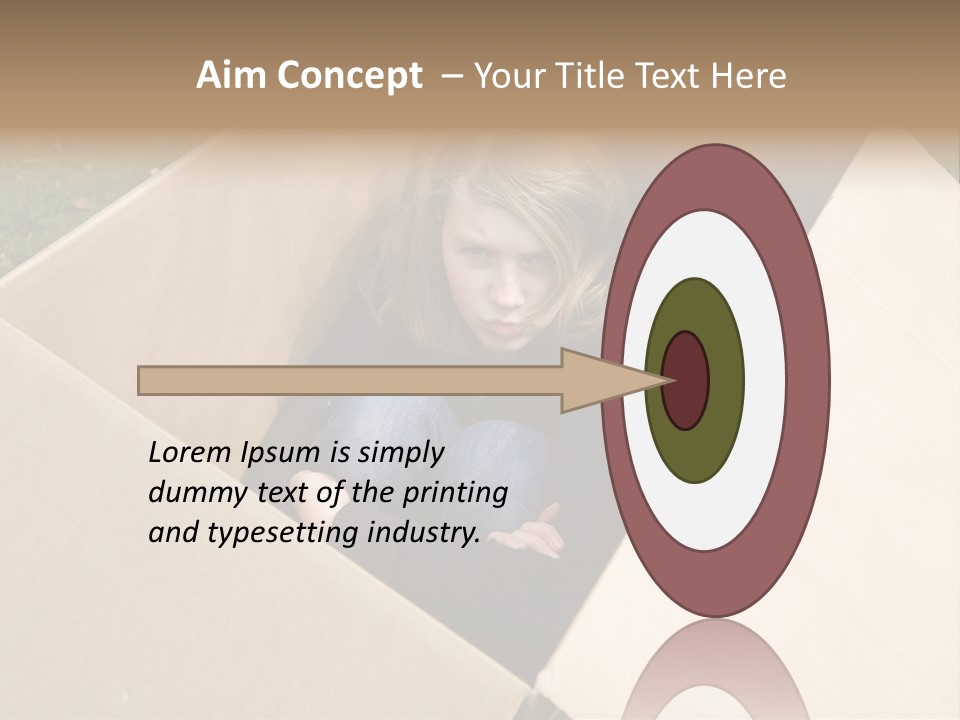 A Little Girl Sitting Inside Of A Cardboard Box PowerPoint Template