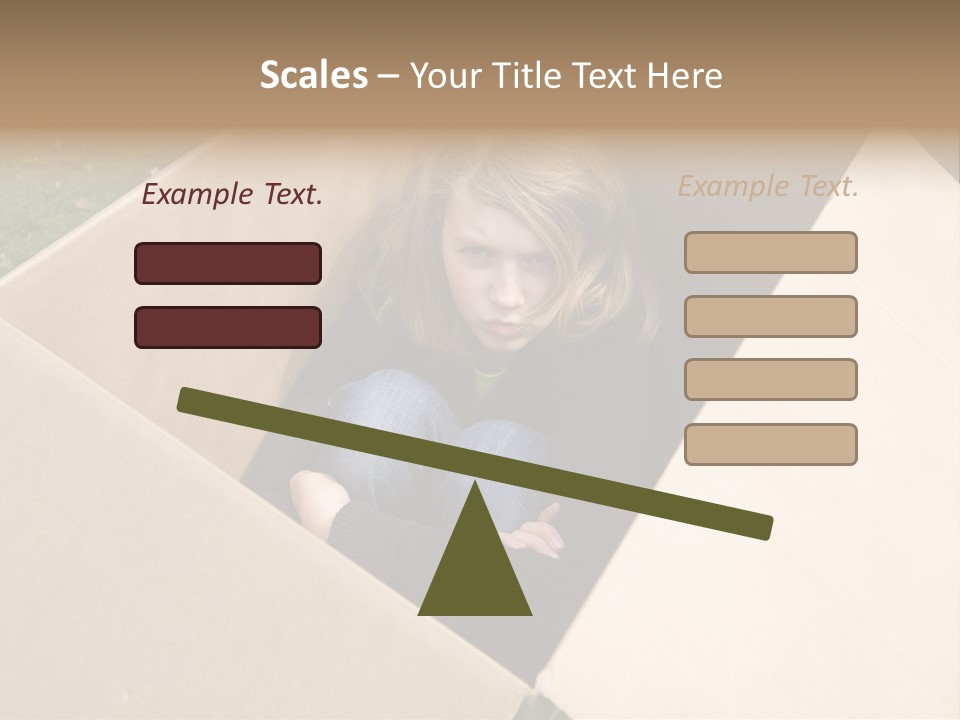A Little Girl Sitting Inside Of A Cardboard Box PowerPoint Template
