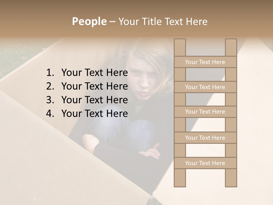 A Little Girl Sitting Inside Of A Cardboard Box PowerPoint Template