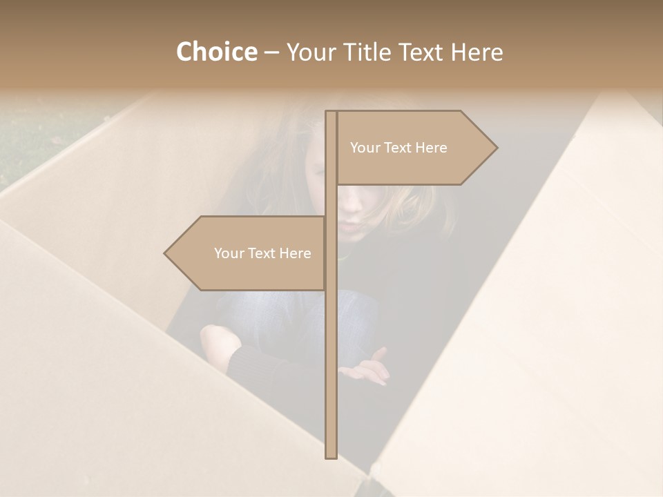 A Little Girl Sitting Inside Of A Cardboard Box PowerPoint Template