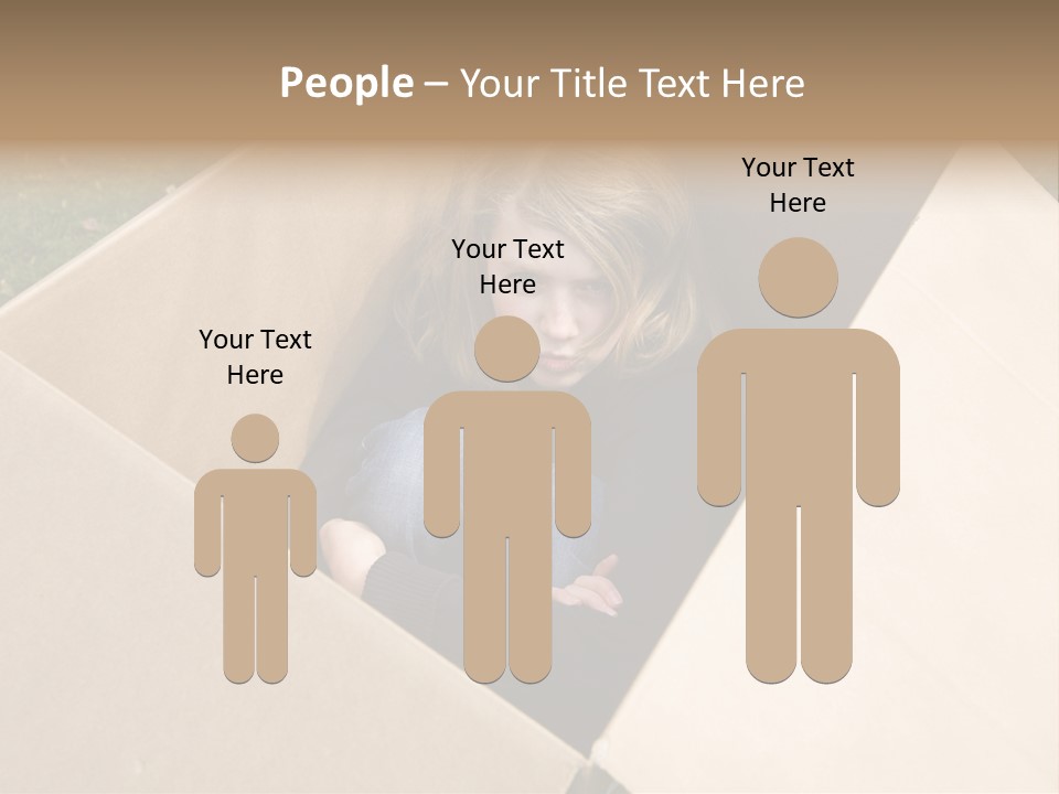 A Little Girl Sitting Inside Of A Cardboard Box PowerPoint Template