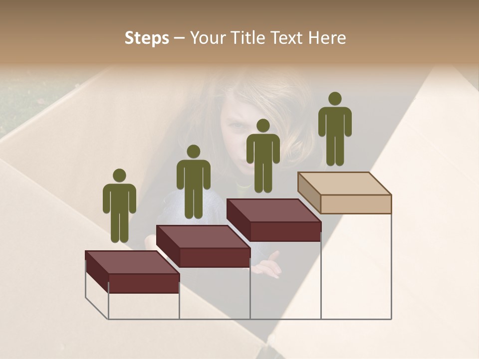 A Little Girl Sitting Inside Of A Cardboard Box PowerPoint Template