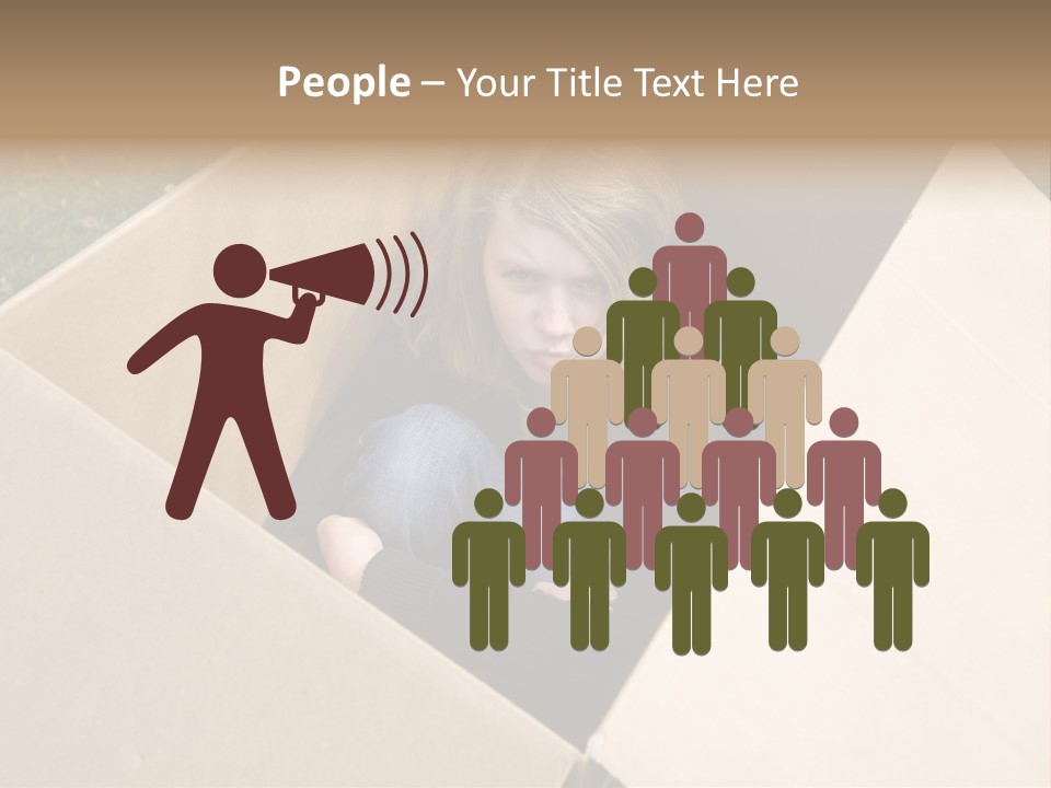 A Little Girl Sitting Inside Of A Cardboard Box PowerPoint Template