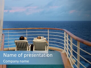 Two People Sitting In Chairs On The Deck Of A Ship PowerPoint Template