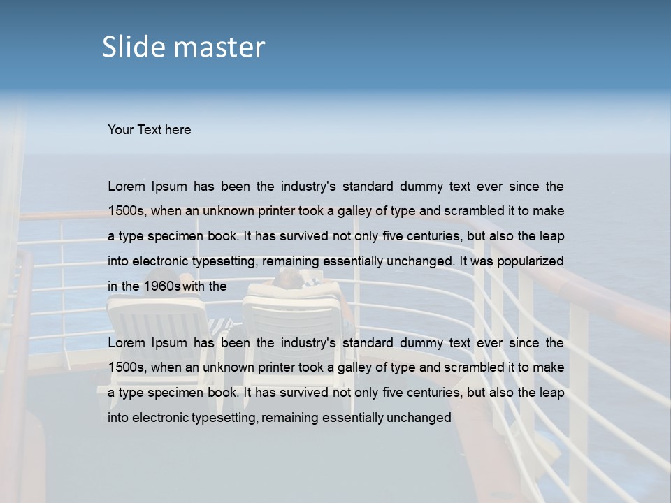 Two People Sitting In Chairs On The Deck Of A Ship PowerPoint Template