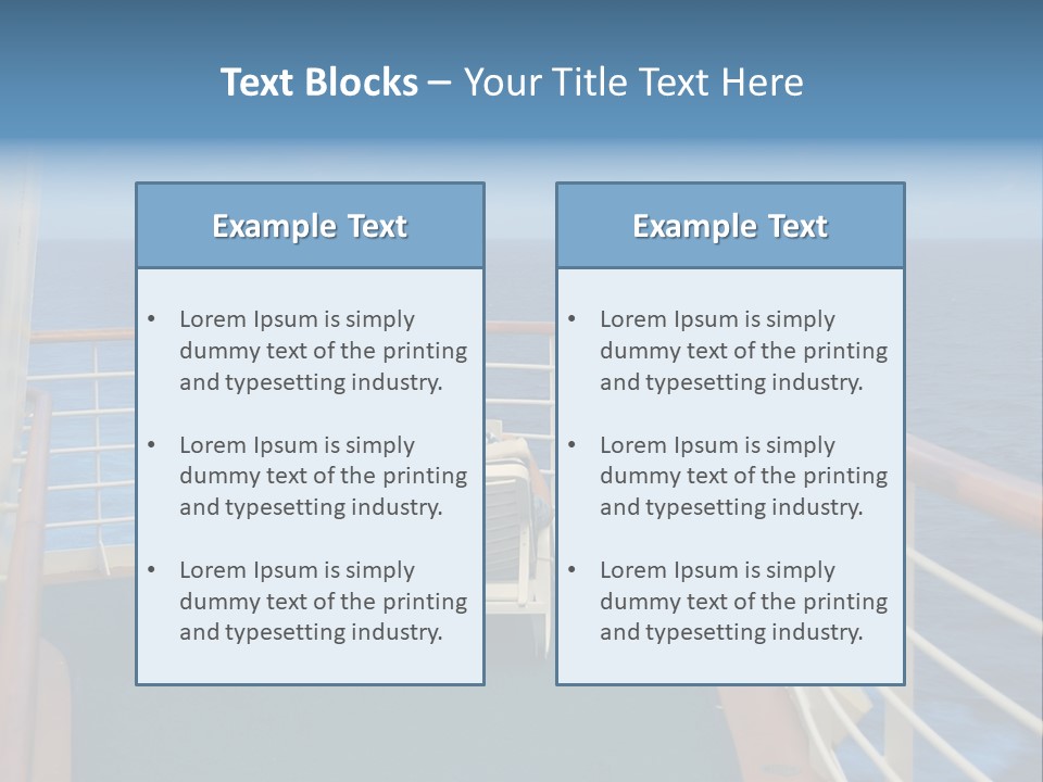 Two People Sitting In Chairs On The Deck Of A Ship PowerPoint Template