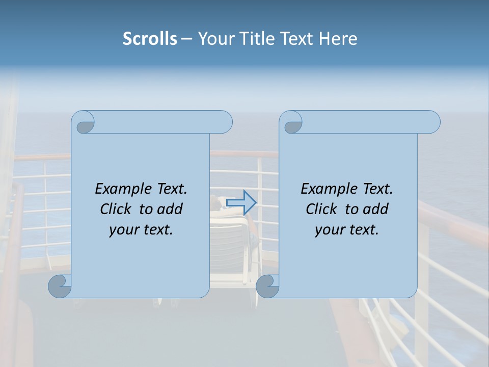 Two People Sitting In Chairs On The Deck Of A Ship PowerPoint Template