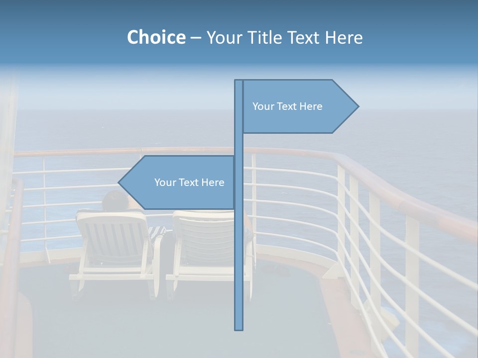Two People Sitting In Chairs On The Deck Of A Ship PowerPoint Template