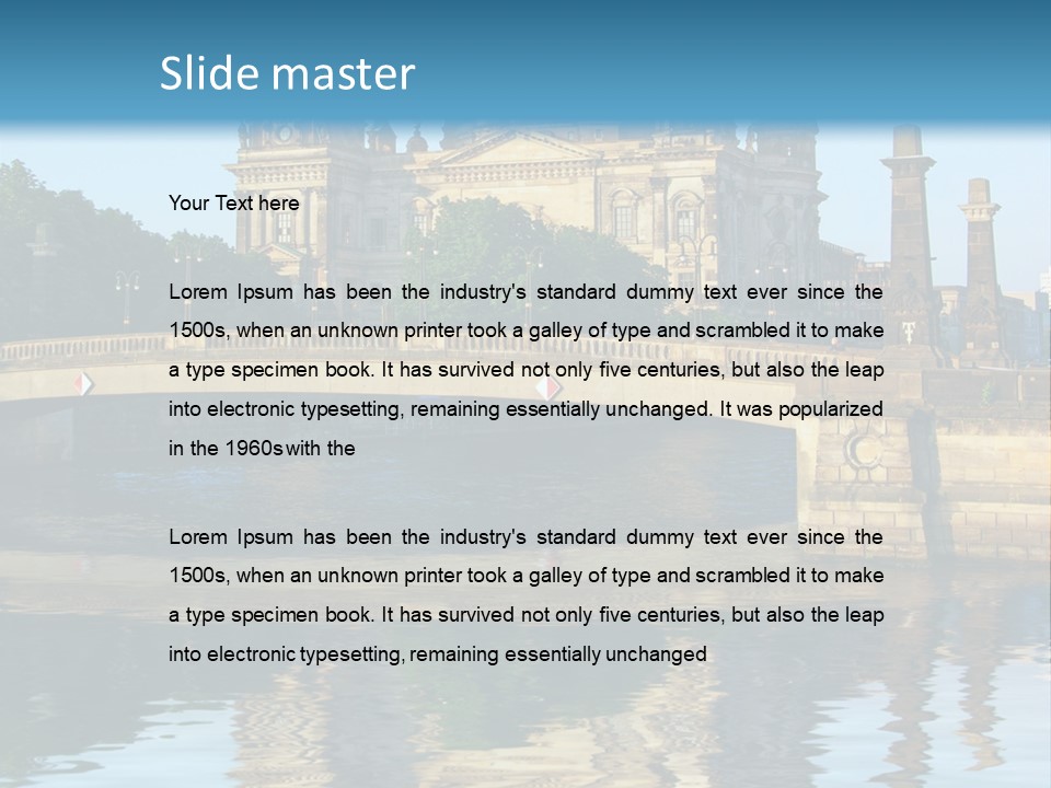 A Bridge Over A Body Of Water With A Building In The Background PowerPoint Template