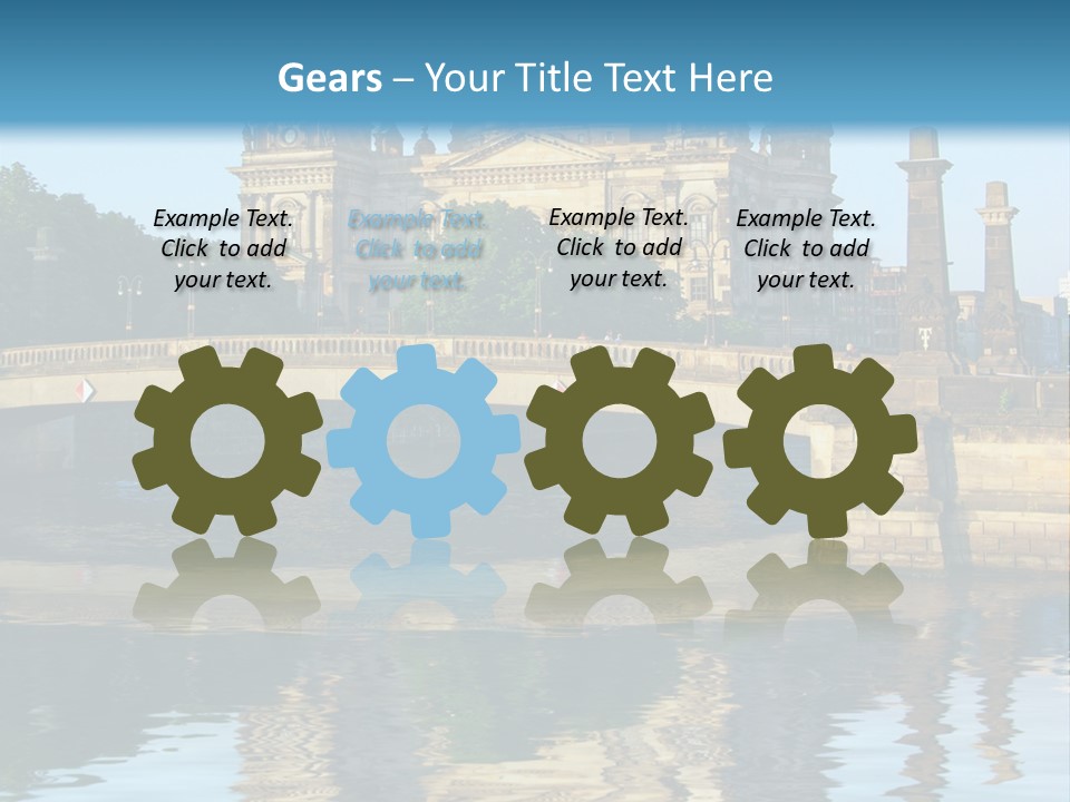 A Bridge Over A Body Of Water With A Building In The Background PowerPoint Template