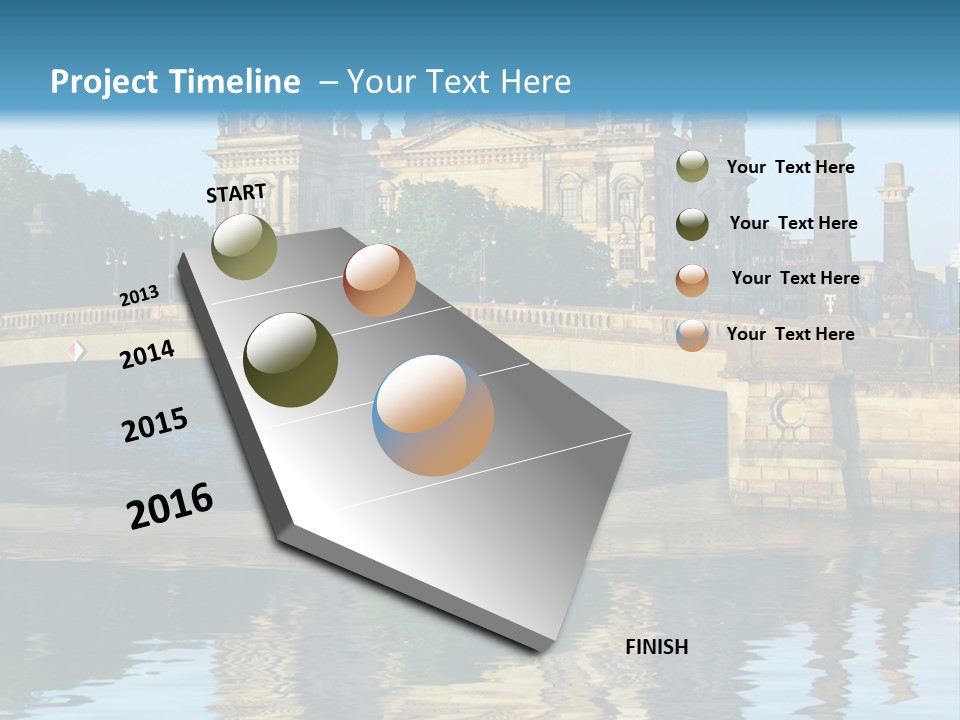 A Bridge Over A Body Of Water With A Building In The Background PowerPoint Template