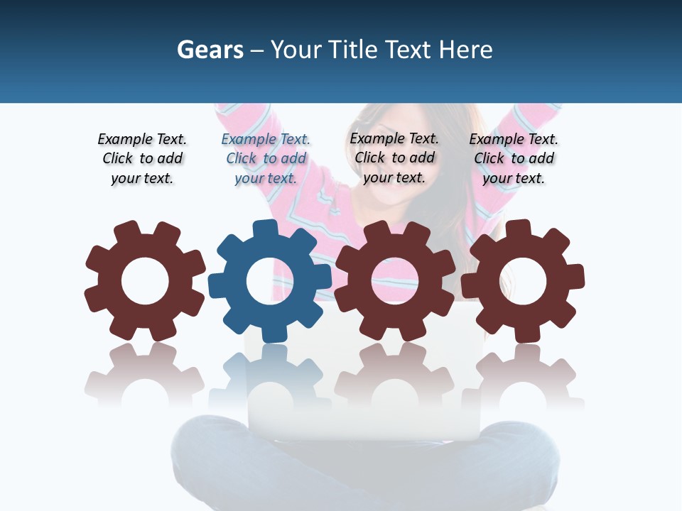 A Woman Sitting On The Floor Using A Laptop Computer PowerPoint Template