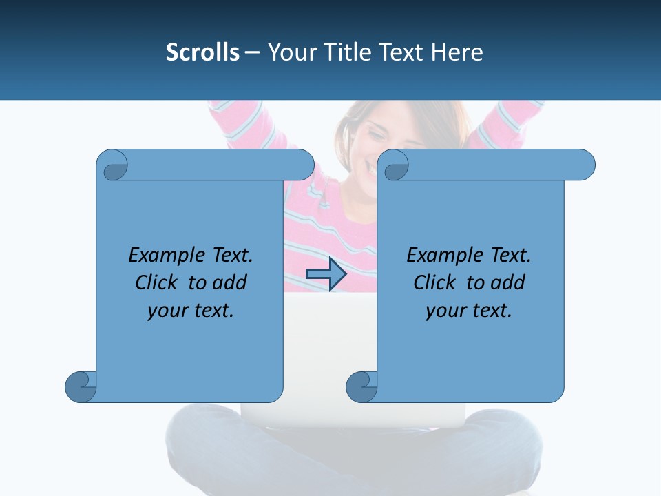 A Woman Sitting On The Floor Using A Laptop Computer PowerPoint Template