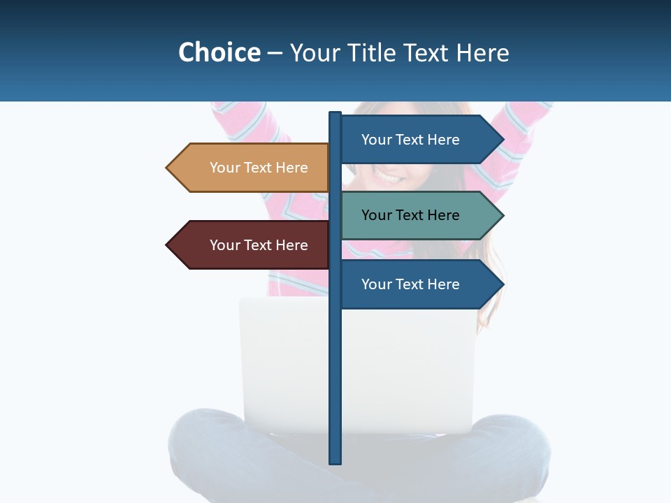 A Woman Sitting On The Floor Using A Laptop Computer PowerPoint Template