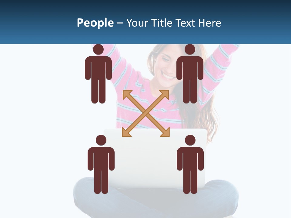 A Woman Sitting On The Floor Using A Laptop Computer PowerPoint Template