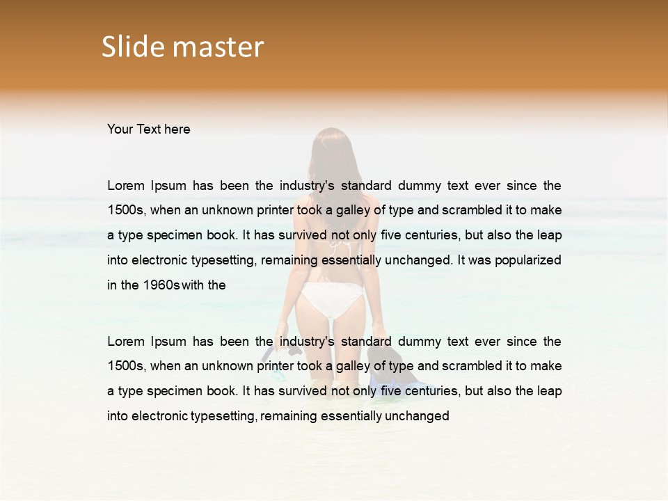 A Woman In A Bikini Is Standing In The Water PowerPoint Template