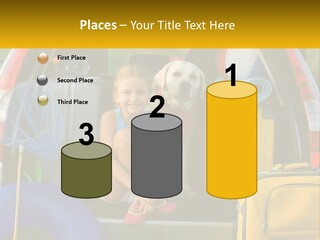 A Little Girl Sitting In The Back Of A Car With A Dog PowerPoint Template