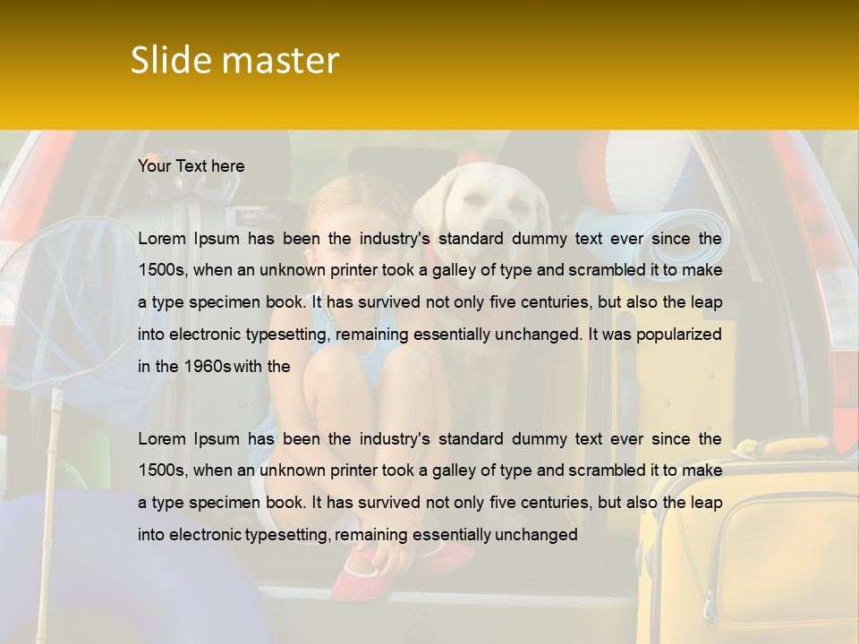 A Little Girl Sitting In The Back Of A Car With A Dog PowerPoint Template