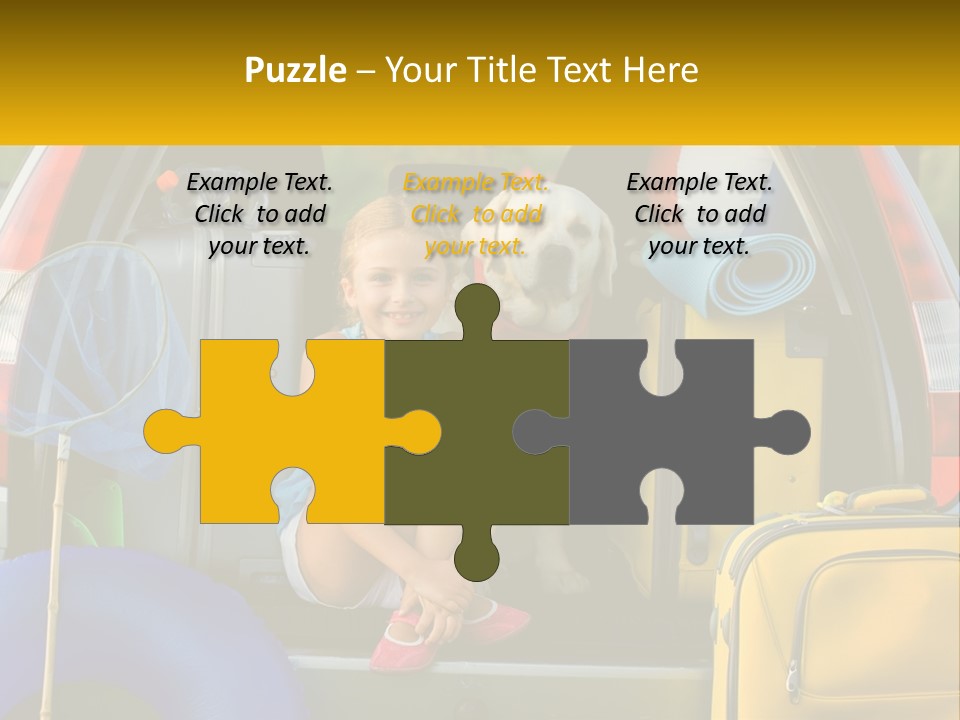 A Little Girl Sitting In The Back Of A Car With A Dog PowerPoint Template