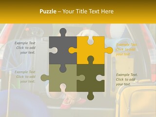 A Little Girl Sitting In The Back Of A Car With A Dog PowerPoint Template