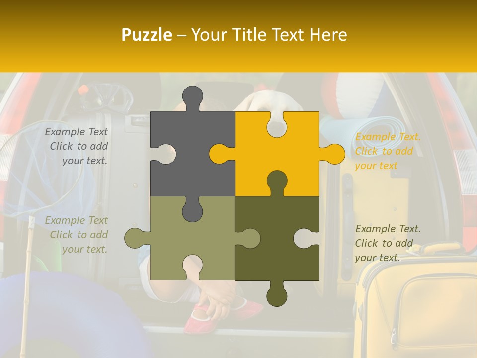 A Little Girl Sitting In The Back Of A Car With A Dog PowerPoint Template