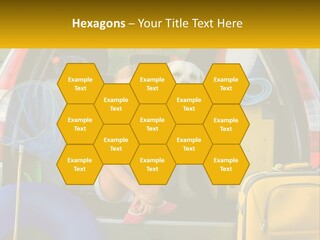 A Little Girl Sitting In The Back Of A Car With A Dog PowerPoint Template