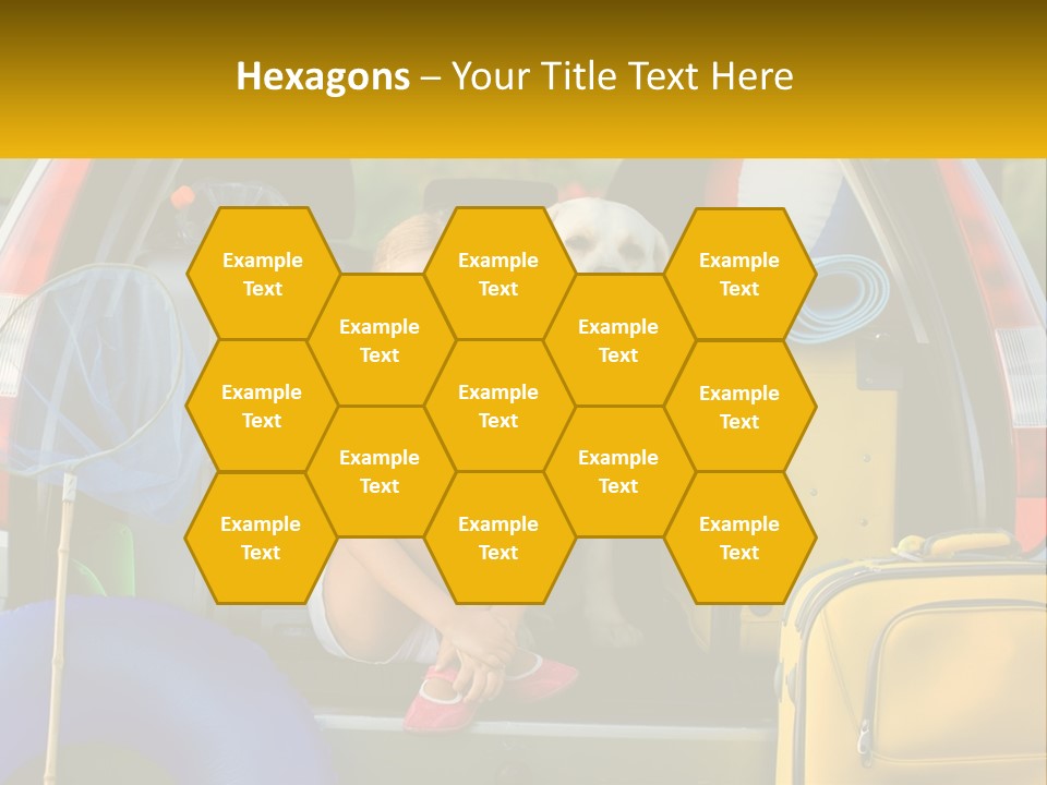 A Little Girl Sitting In The Back Of A Car With A Dog PowerPoint Template