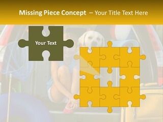 A Little Girl Sitting In The Back Of A Car With A Dog PowerPoint Template