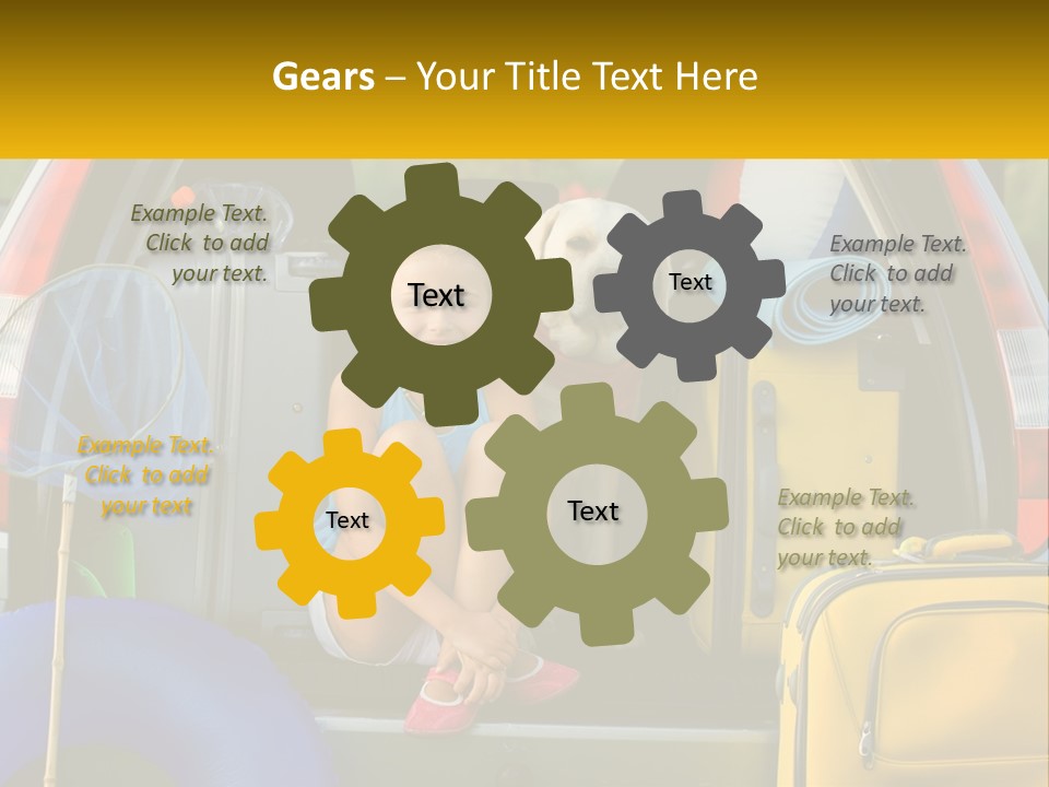 A Little Girl Sitting In The Back Of A Car With A Dog PowerPoint Template