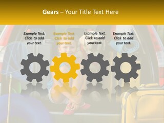 A Little Girl Sitting In The Back Of A Car With A Dog PowerPoint Template