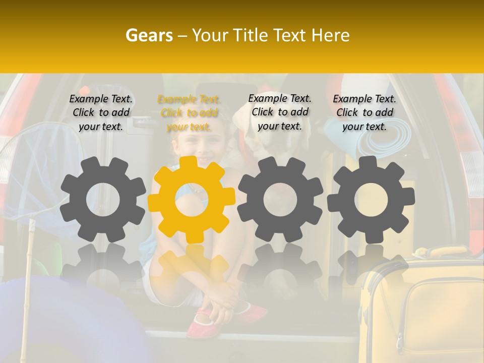 A Little Girl Sitting In The Back Of A Car With A Dog PowerPoint Template