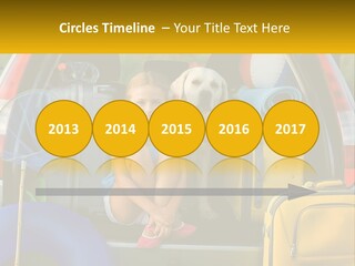 A Little Girl Sitting In The Back Of A Car With A Dog PowerPoint Template