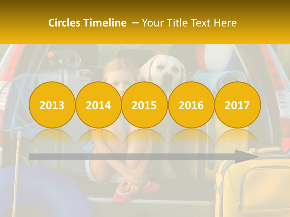 A Little Girl Sitting In The Back Of A Car With A Dog PowerPoint Template