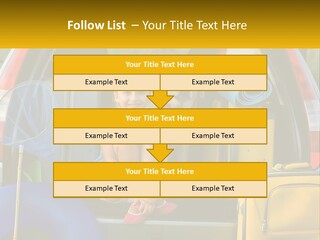 A Little Girl Sitting In The Back Of A Car With A Dog PowerPoint Template