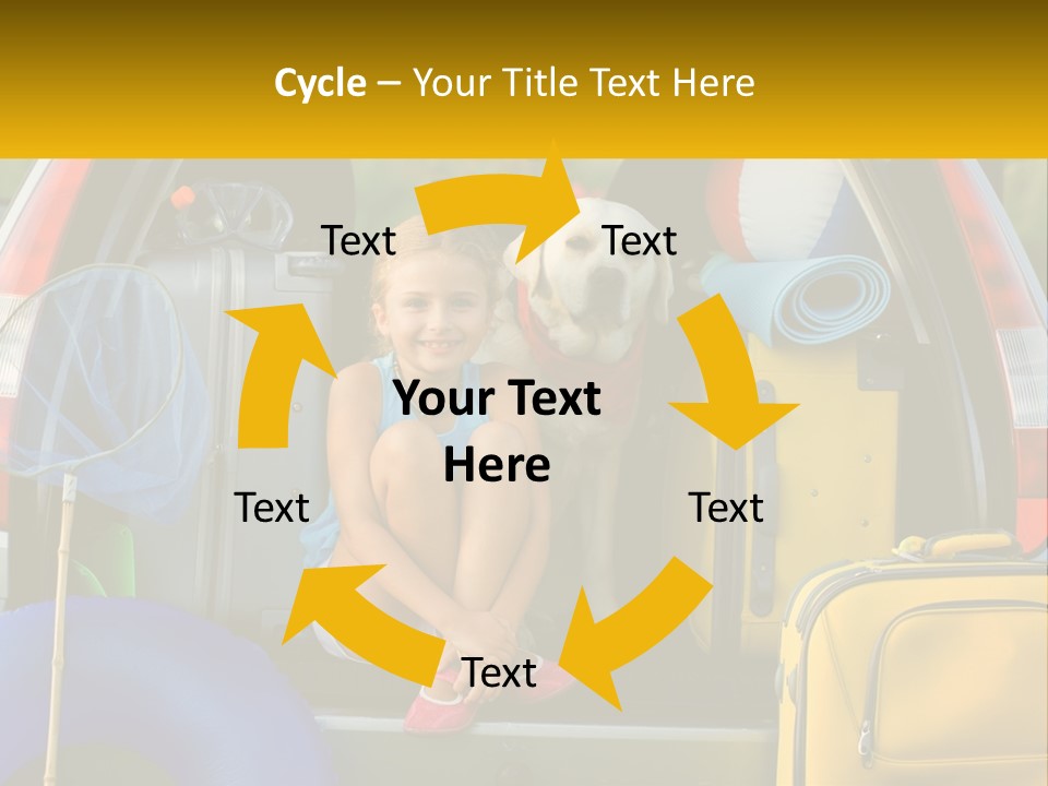 A Little Girl Sitting In The Back Of A Car With A Dog PowerPoint Template