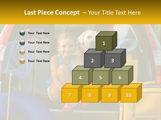 A Little Girl Sitting In The Back Of A Car With A Dog PowerPoint Template