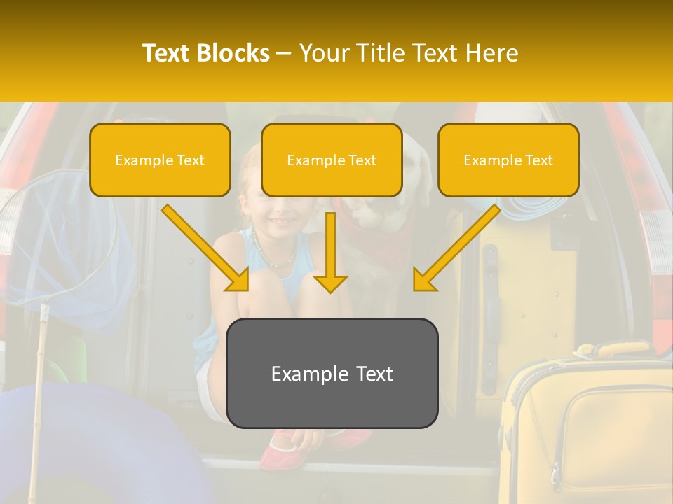 A Little Girl Sitting In The Back Of A Car With A Dog PowerPoint Template