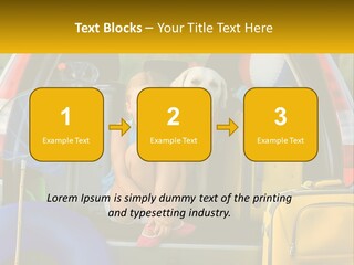 A Little Girl Sitting In The Back Of A Car With A Dog PowerPoint Template