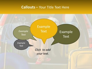 A Little Girl Sitting In The Back Of A Car With A Dog PowerPoint Template