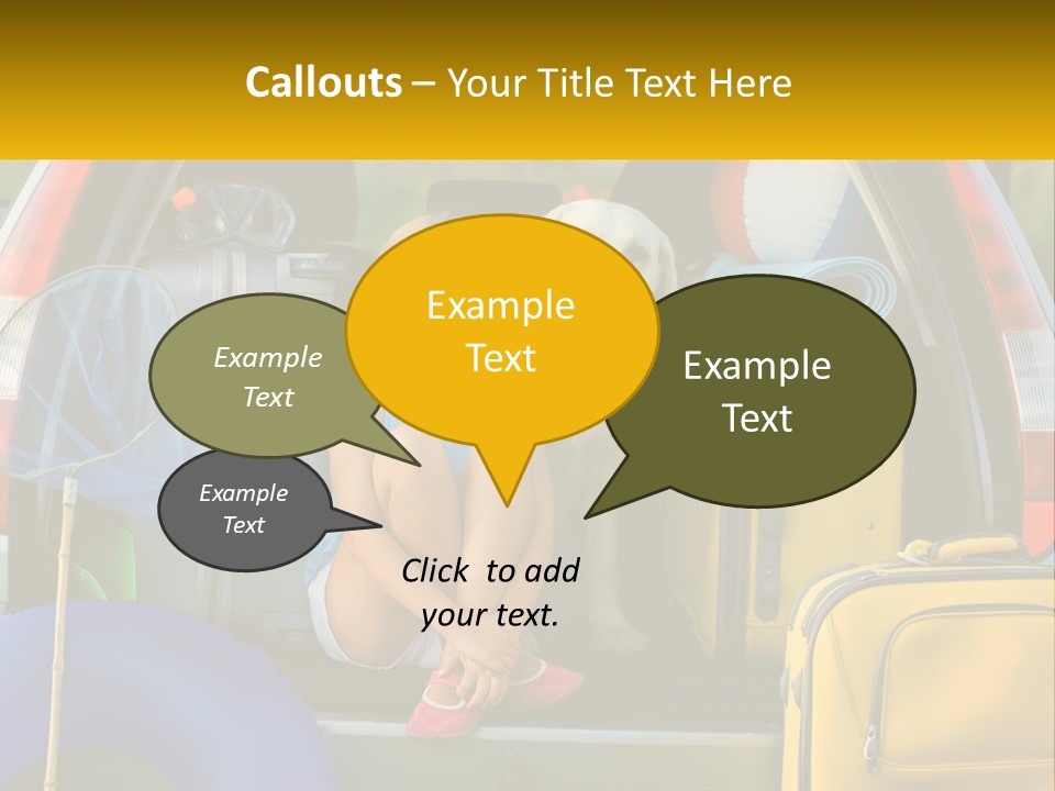 A Little Girl Sitting In The Back Of A Car With A Dog PowerPoint Template